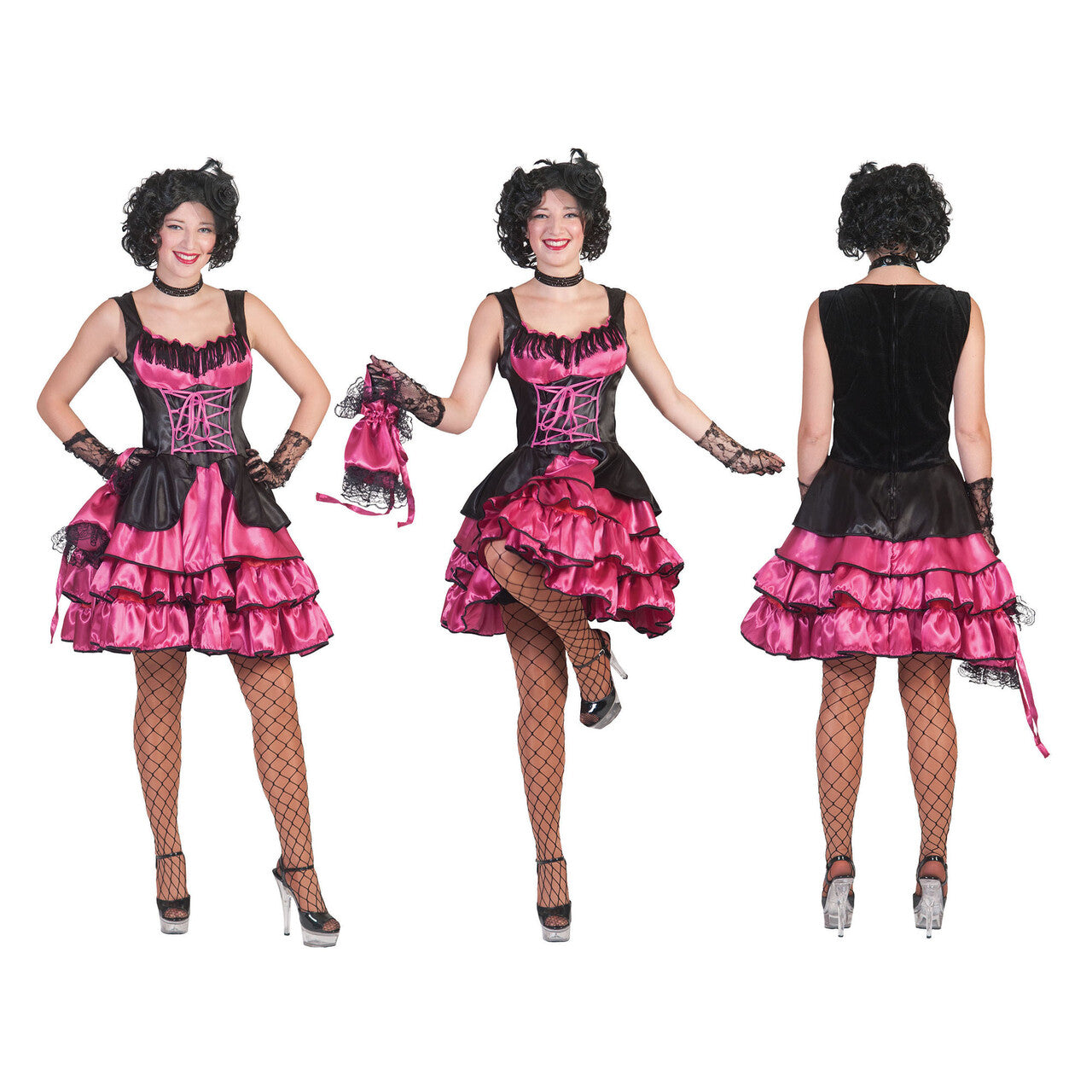 Op deze afbeelding zie je een Kostuums, van het merk Funny Fashion. Pinkarella Can Can Vrouw Kostuum