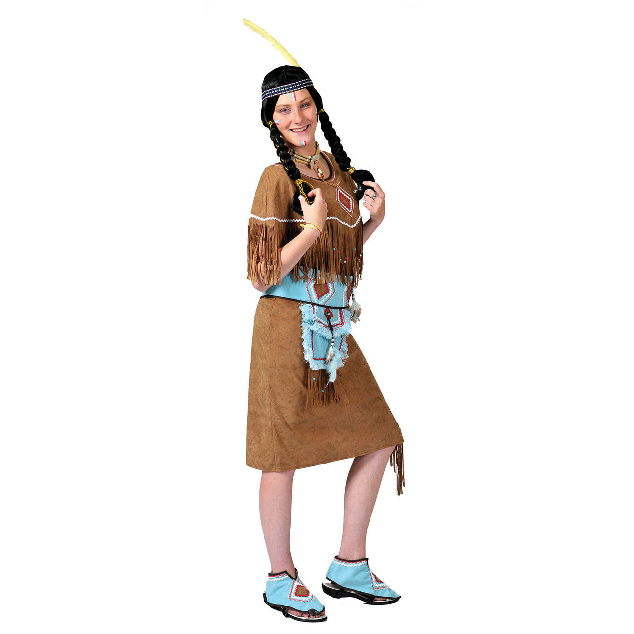 Op deze afbeelding zie je een Kostuums, van het merk Funny Fashion. Anoki Strijder Indiaan Vrouw Kostuum
