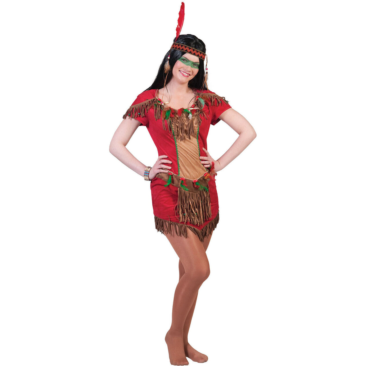 Op deze afbeelding zie je een Kostuums, van het merk Funny Fashion. Red Hawk Vrouw Kostuum