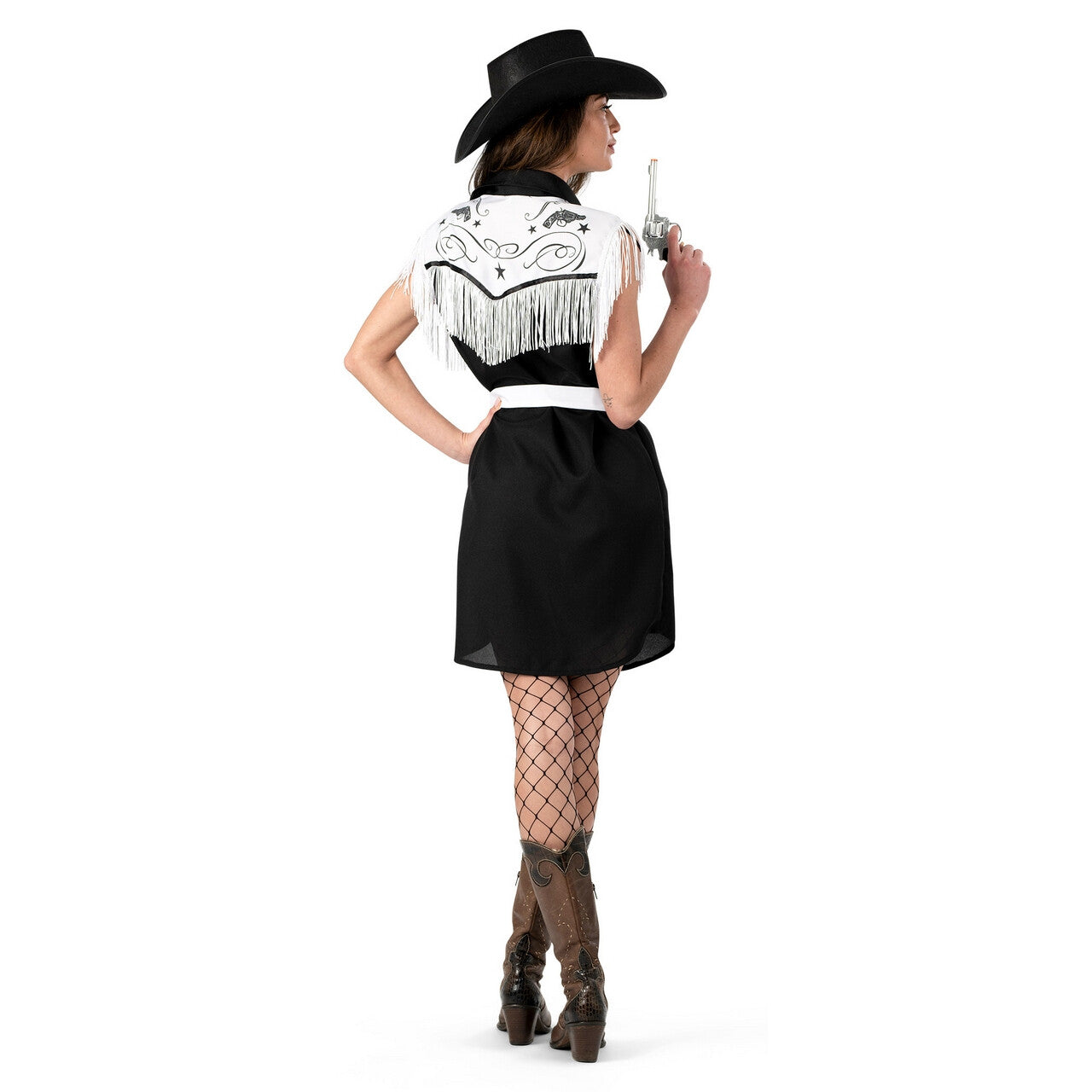 Op deze afbeelding zie je een Kostuums, van het merk Funny Fashion. Smoking Fire Cowgirl Hot Molly Vrouw Kostuum