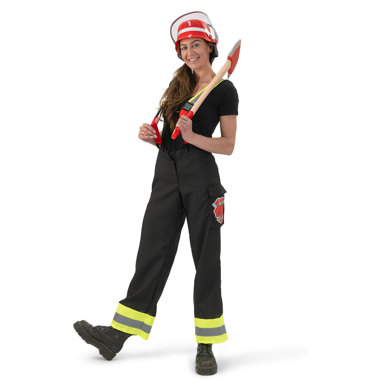 Op deze afbeelding zie je een Kostuums, van het merk Funny Fashion. Brandweervrouw Brenda Uitdebrand Kostuum