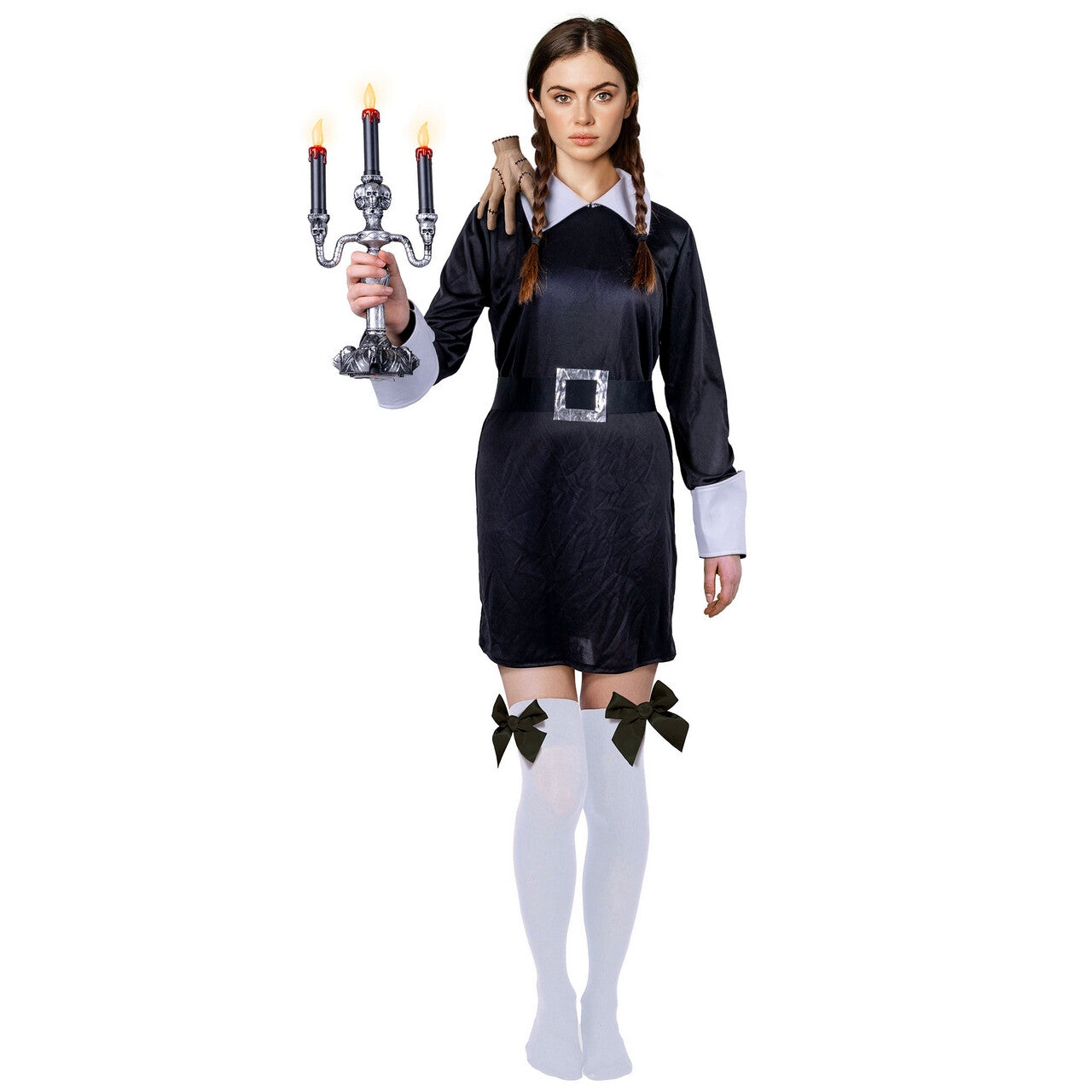 Op deze afbeelding zie je een Kostuums, van het merk Funny Fashion. Nevermore Highschool Student Vrouw Kostuum