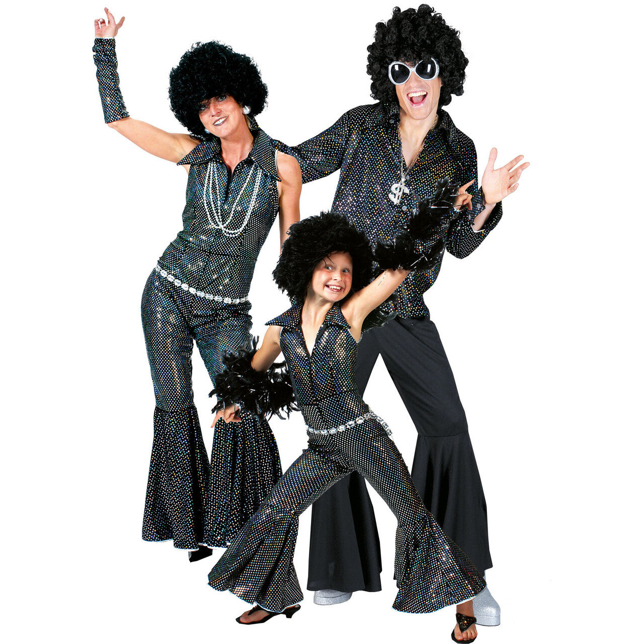 Op deze afbeelding zie je een Kostuums, van het merk Funny Fashion. Zwarte Cartouche Disco Pak Vrouw