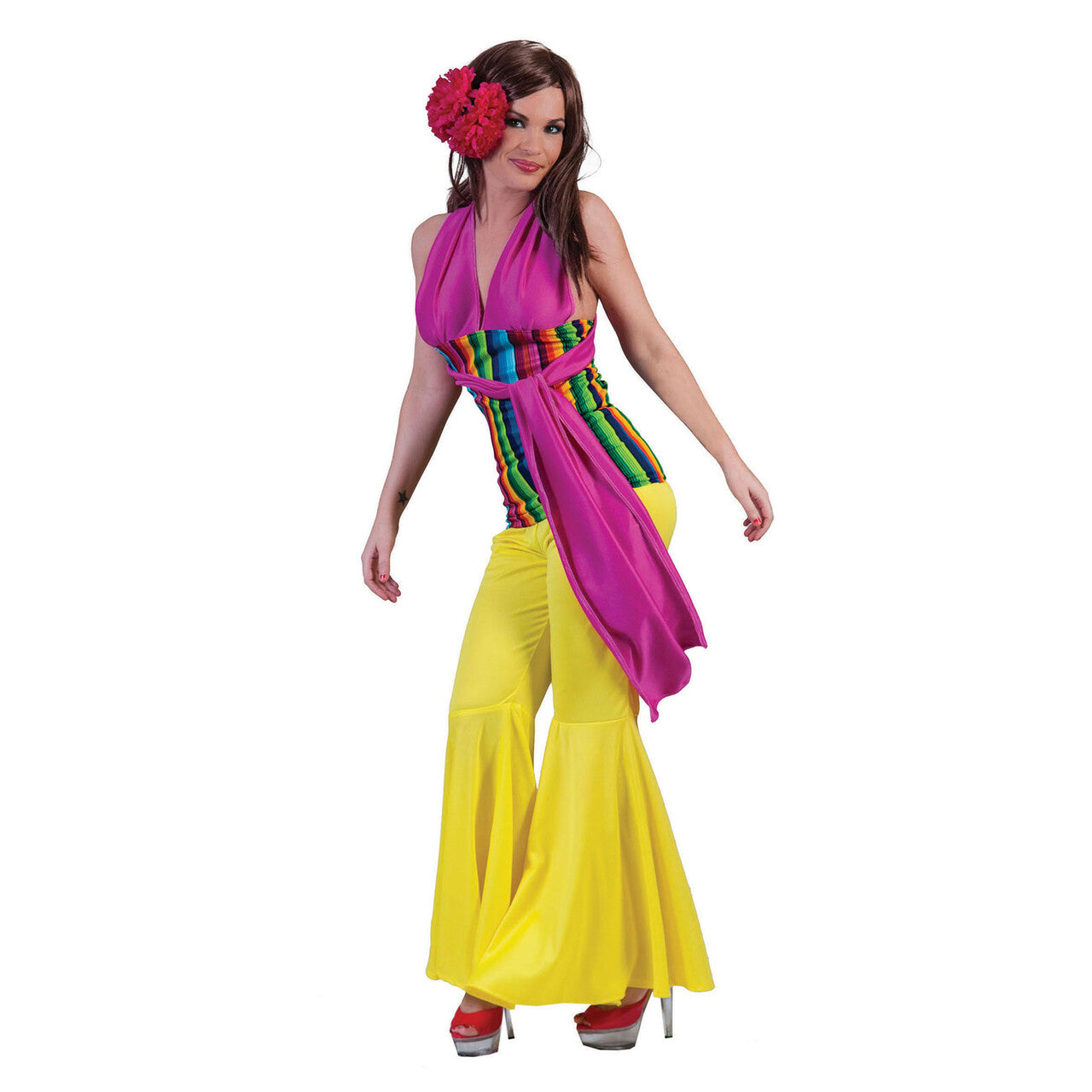 Op deze afbeelding zie je een Kostuums, van het merk Funny Fashion. Ibiza Hippie Halter Topje Vrouw