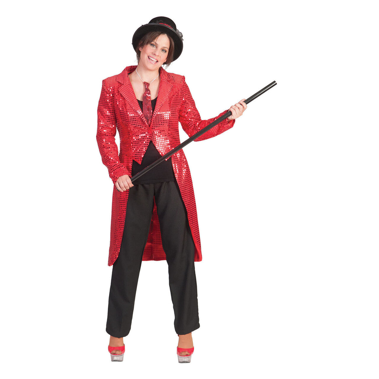Op deze afbeelding zie je een Kostuums, van het merk Funny Fashion. Tailcoat Red Vrouw