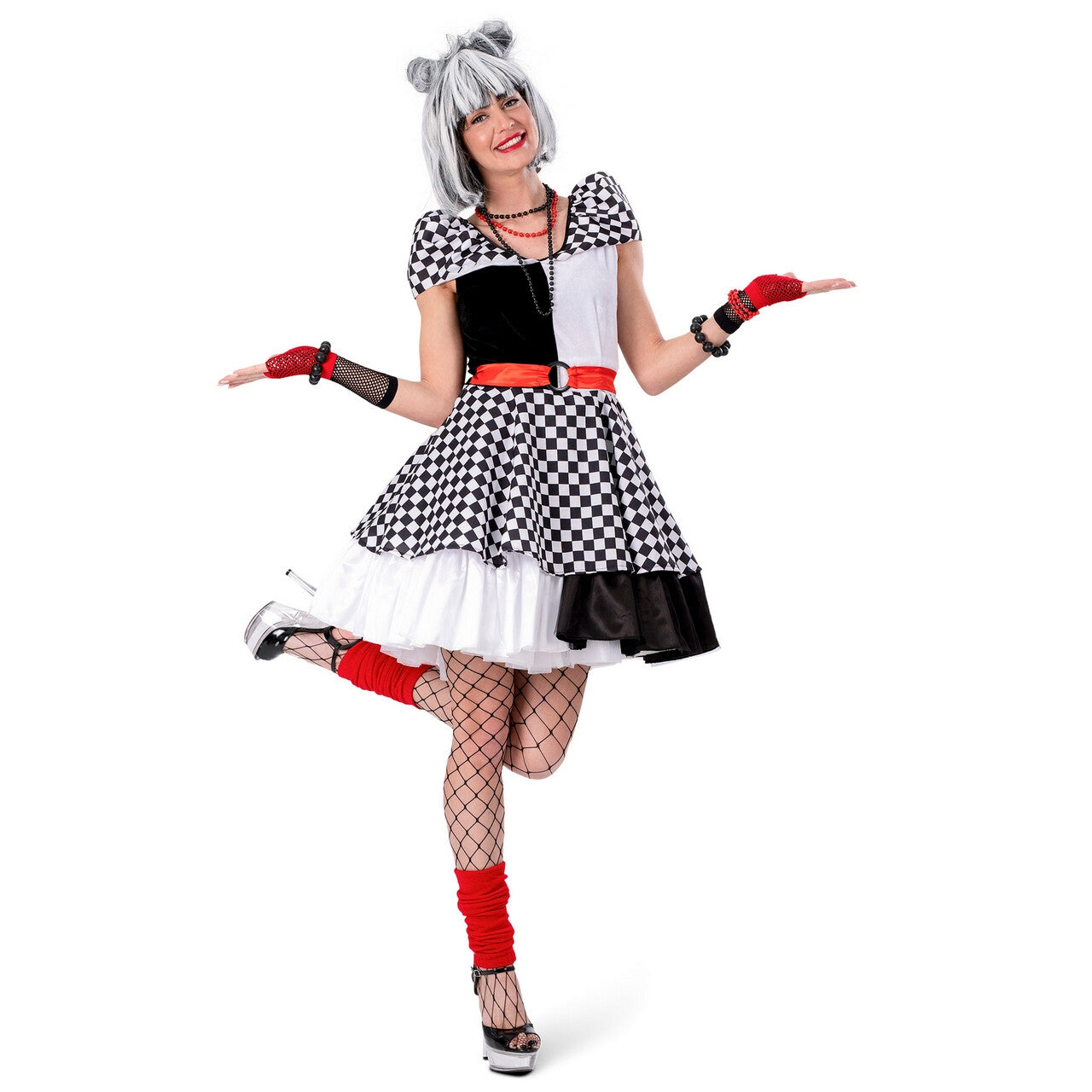 Op deze afbeelding zie je een Kostuums, van het merk Funny Fashion. Perfecte Finish Zwart Wit Vrouw Kostuum