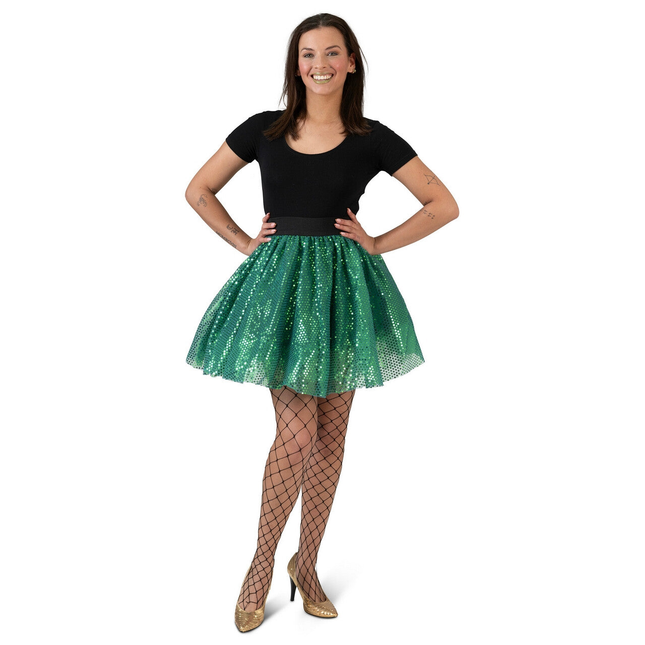 Op deze afbeelding zie je een Kostuums, van het merk Funny Fashion. Pailletten Dans Tutu Groen Vrouw