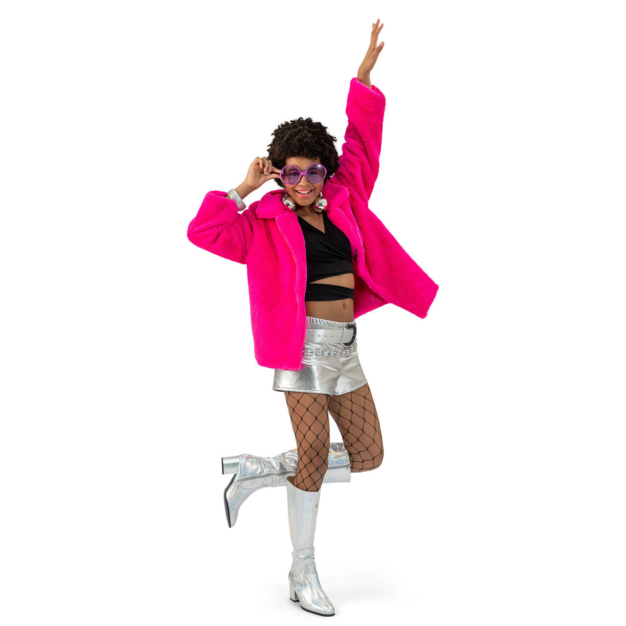 Op deze afbeelding zie je een Kostuums, van het merk Funny Fashion. Fluffy Jas Roze Vrouw