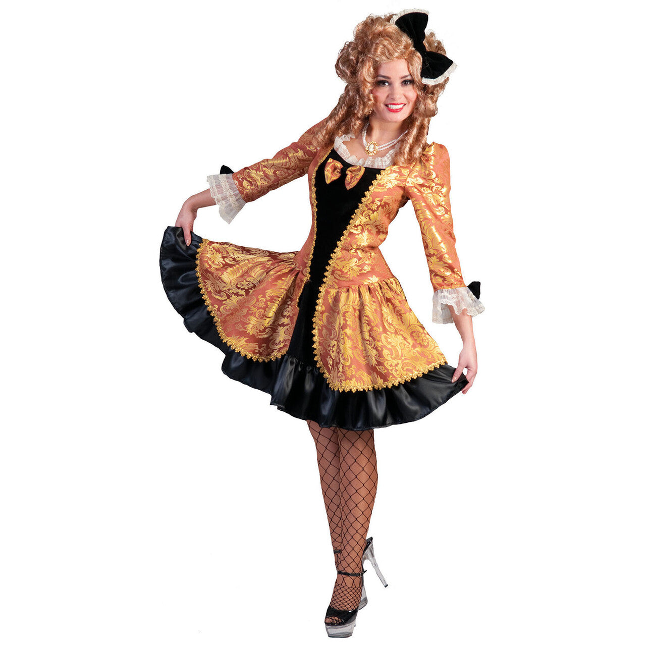 Op deze afbeelding zie je een Kostuums, van het merk Funny Fashion. Baroque Lafleur Jurk Kort Vrouw