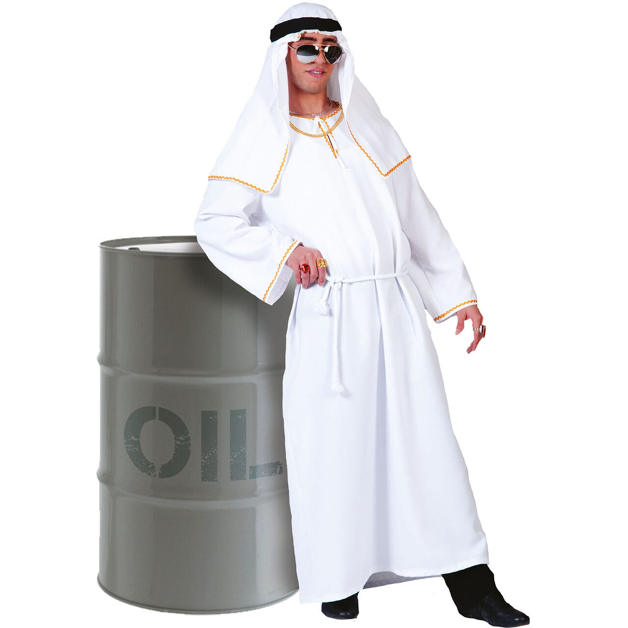 Op deze afbeelding zie je een Kostuums, van het merk Funny Fashion. Sjeik El Olievat Man Kostuum