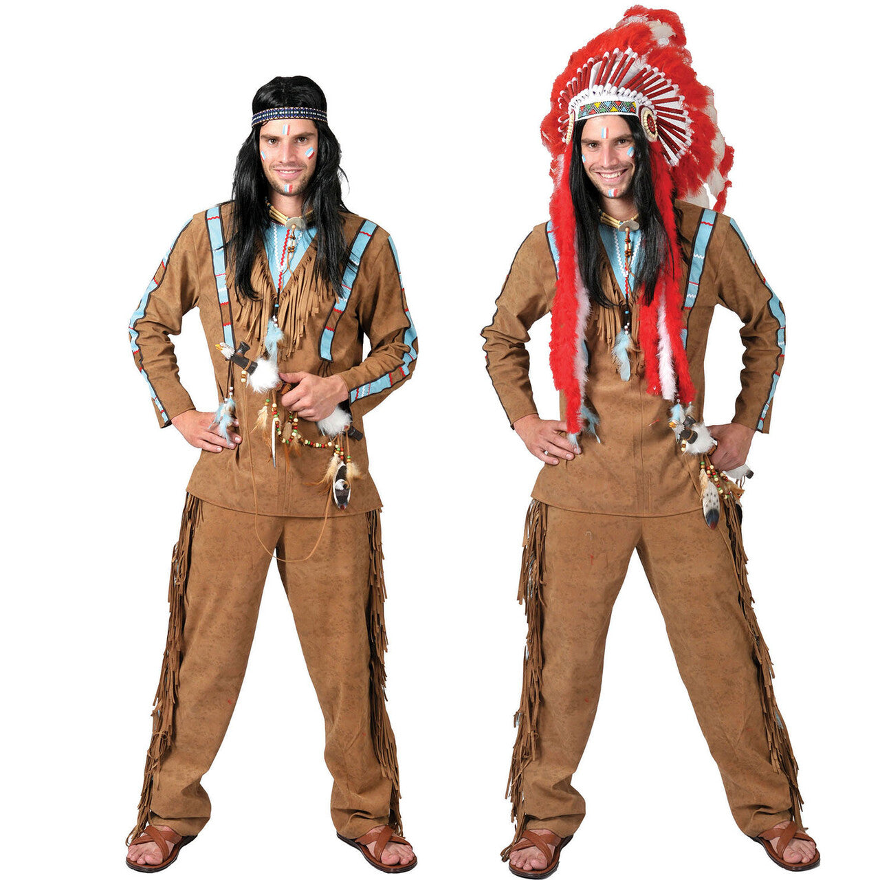 Op deze afbeelding zie je een Kostuums, van het merk Funny Fashion. Anoki Strijder Indiaan Man Kostuum