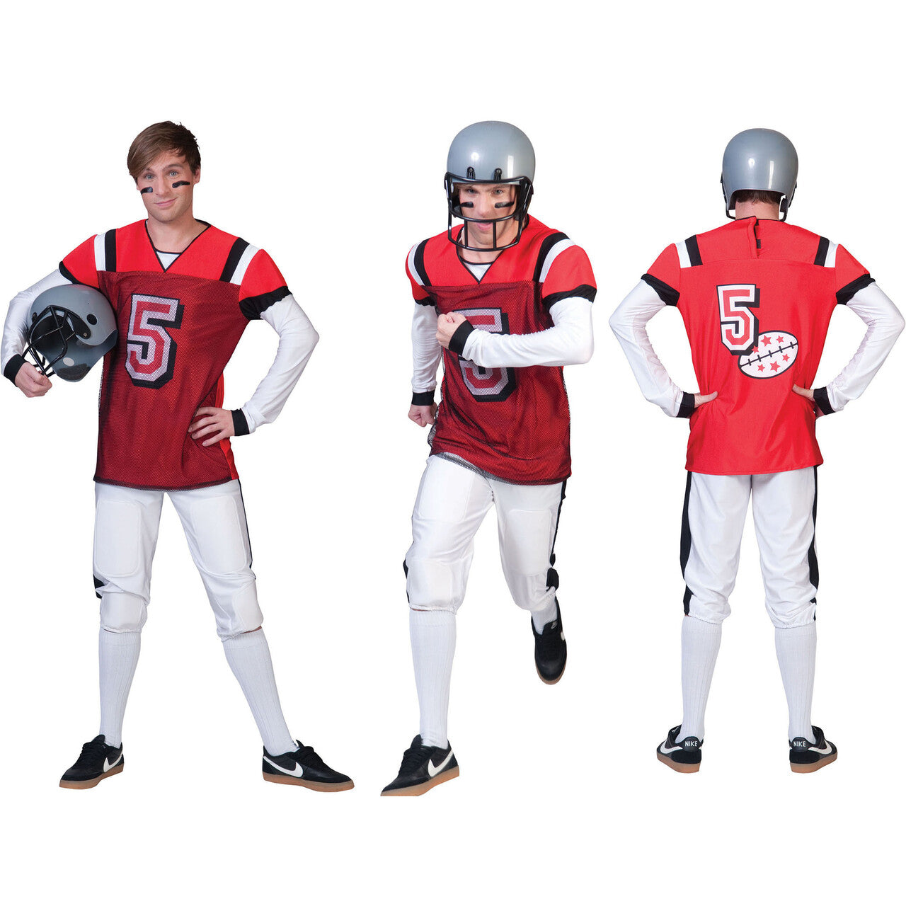 Op deze afbeelding zie je een Kostuums, van het merk Funny Fashion. American Football Highschool Quarterback Man Kostuum