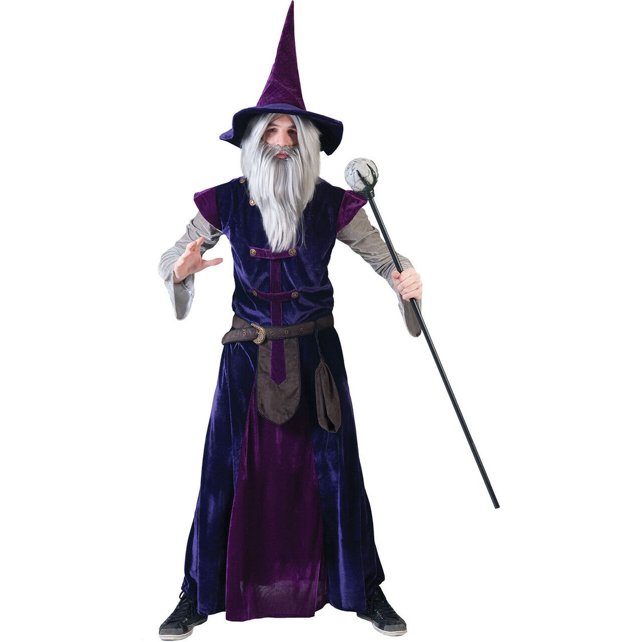Op deze afbeelding zie je een Kostuums, van het merk Funny Fashion. Purpuralla Toverspreuk Tovenaar Man Kostuum