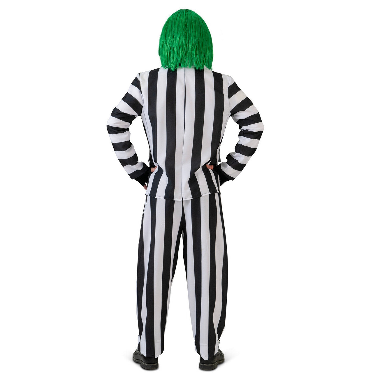 Op deze afbeelding zie je een Kostuums, van het merk Funny Fashion. Beetlejuice Gestreept Zwart Wit Man Kostuum