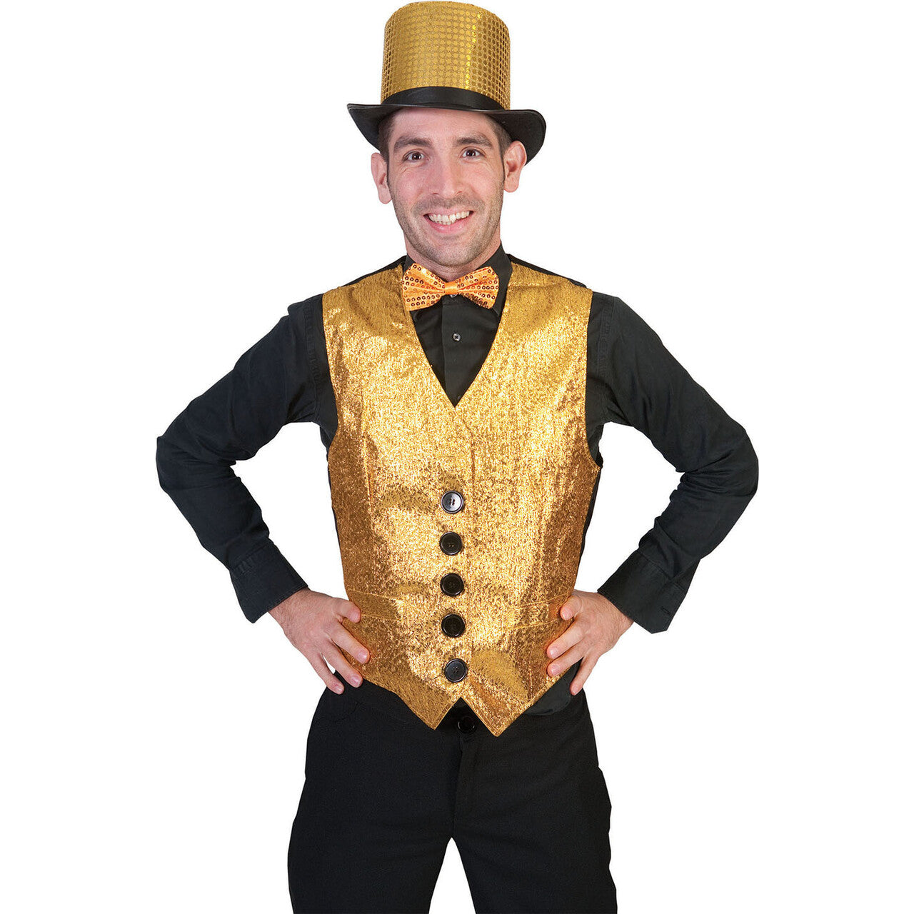 Op deze afbeelding zie je een Kostuums, van het merk Funny Fashion. Show Vest Goud Man