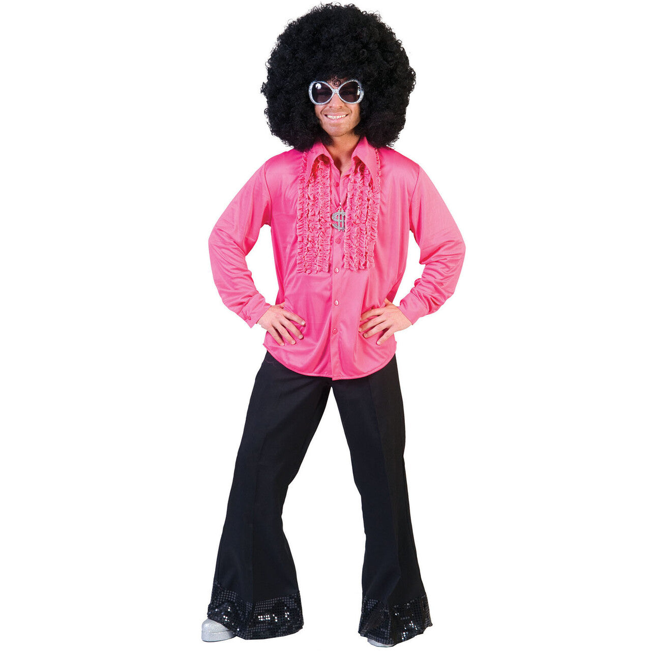 Op deze afbeelding zie je een Kostuums, van het merk Funny Fashion. Zaterdag Disco Hemd Roze Man