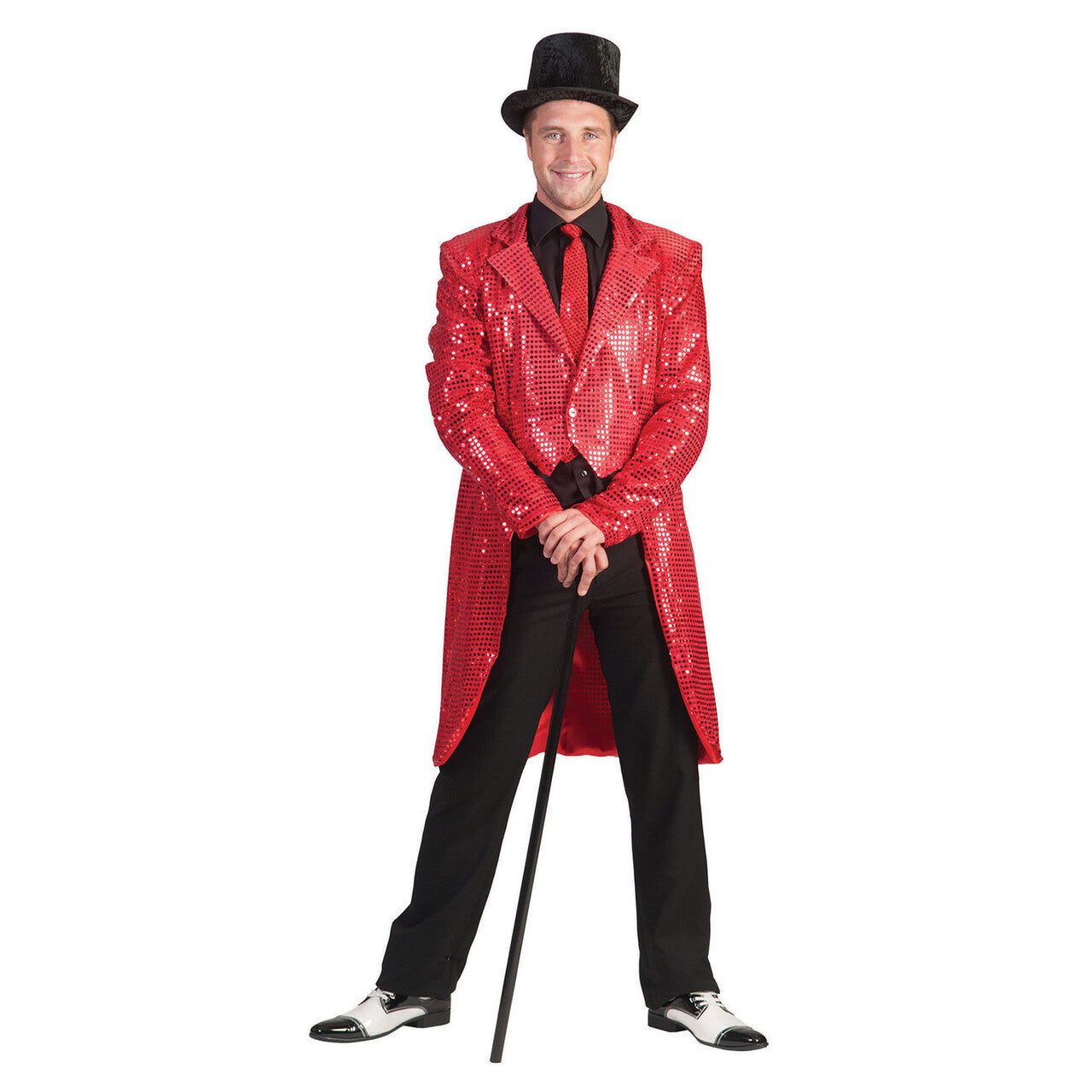Op deze afbeelding zie je een Kostuums, van het merk Funny Fashion. Frackjas Rood Man Kostuum