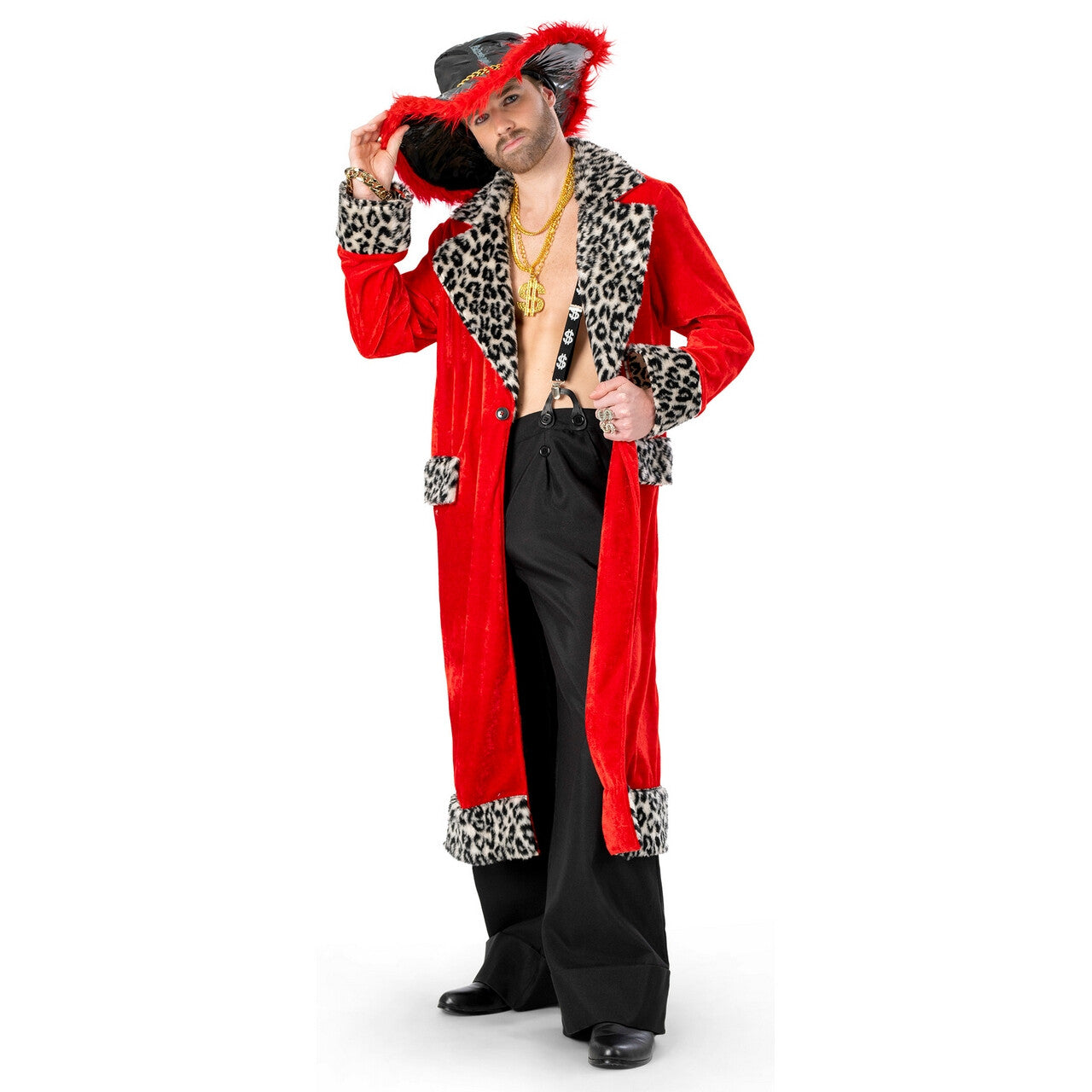 Op deze afbeelding zie je een Kostuums, van het merk Funny Fashion. Rooie Pooier Pim Man