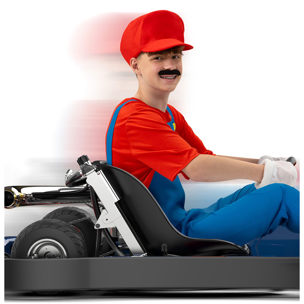 Op deze afbeelding zie je een Kostuums, van het merk Funny Fashion. Supersnelle Mario Karter Man Kostuum