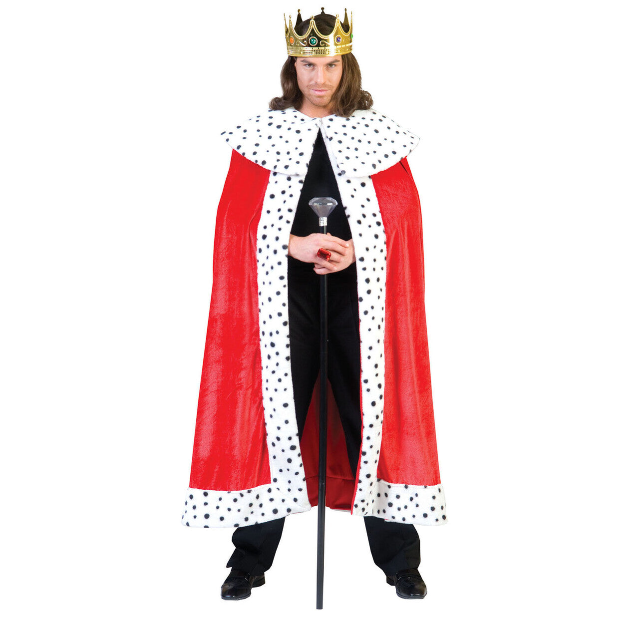 Op deze afbeelding zie je een Kostuums, van het merk Funny Fashion. Rode Hermelijnen Koning Arthur Mantel Cape Kostuum