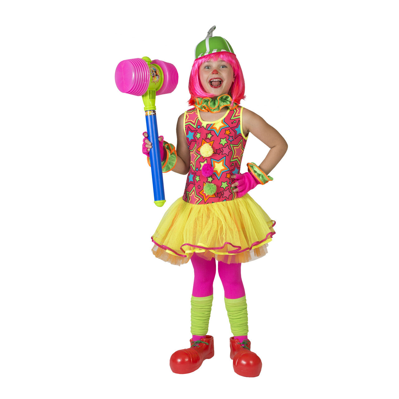 Op deze afbeelding zie je een Kostuums, van het merk Funny Fashion. Gekke Bonte Clown Meisje Kostuum
