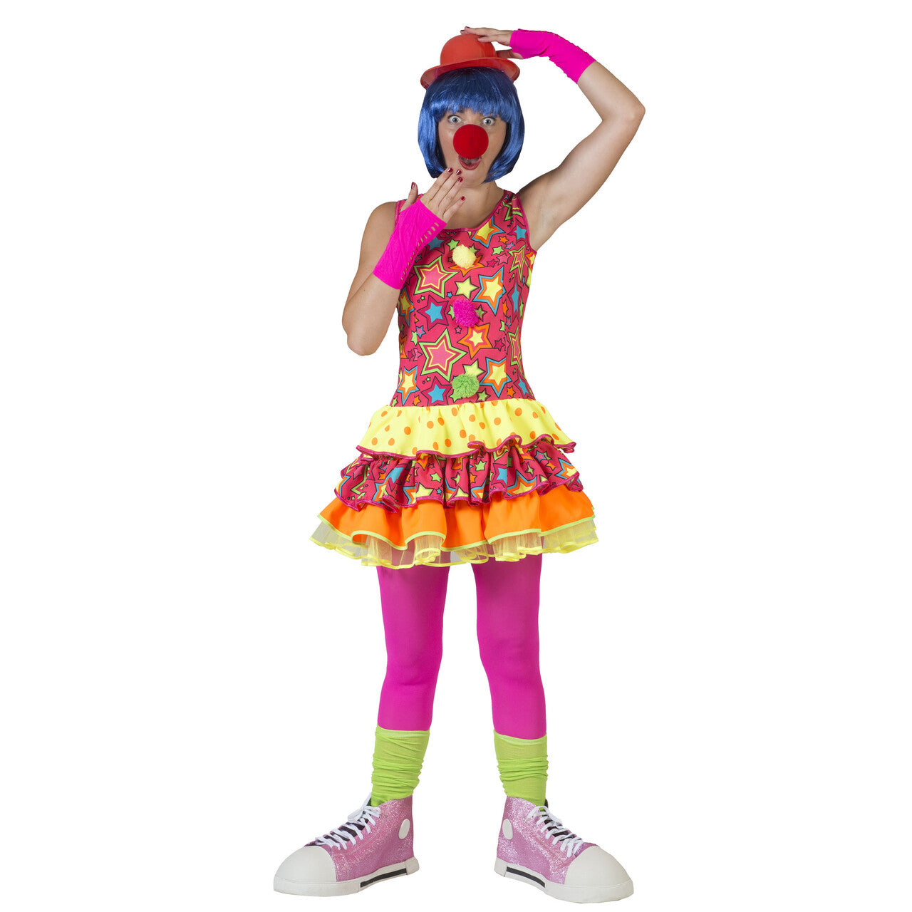 Op deze afbeelding zie je een Kostuums, van het merk Funny Fashion. Grappige Clown Canadia Vrouw Kostuum