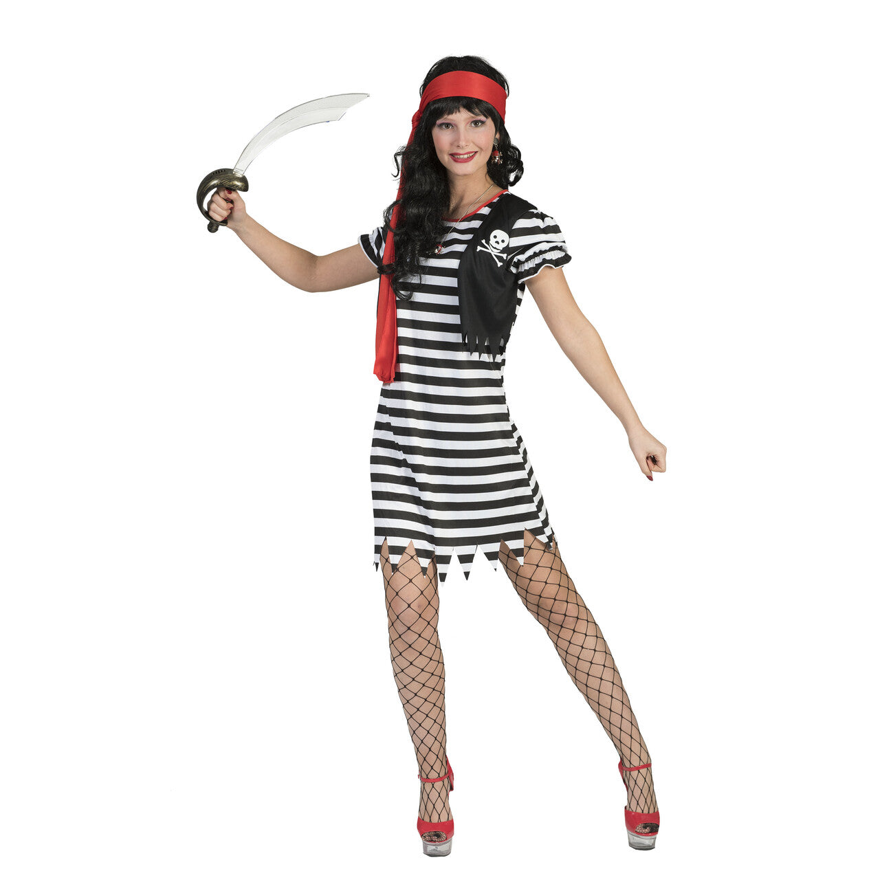 Op deze afbeelding zie je een Kostuums, van het merk Funny Fashion. Bashana Pirate Vrouw Kostuum