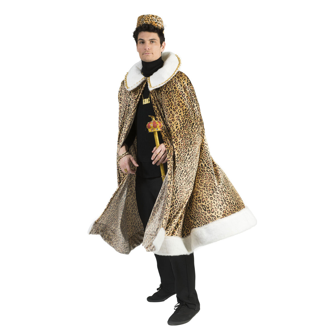 Op deze afbeelding zie je een Kostuums, van het merk Funny Fashion. Afrikaanse Bruine Koningsmantel Luipaard