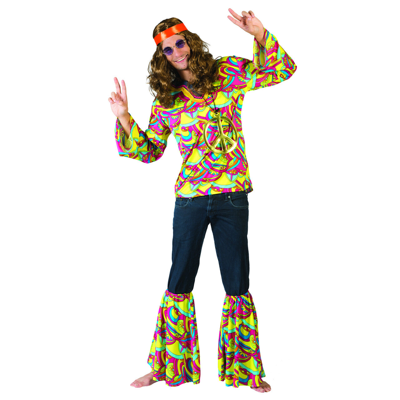Op deze afbeelding zie je een Kostuums, van het merk Funny Fashion. Hans De Hippie Man Kostuum