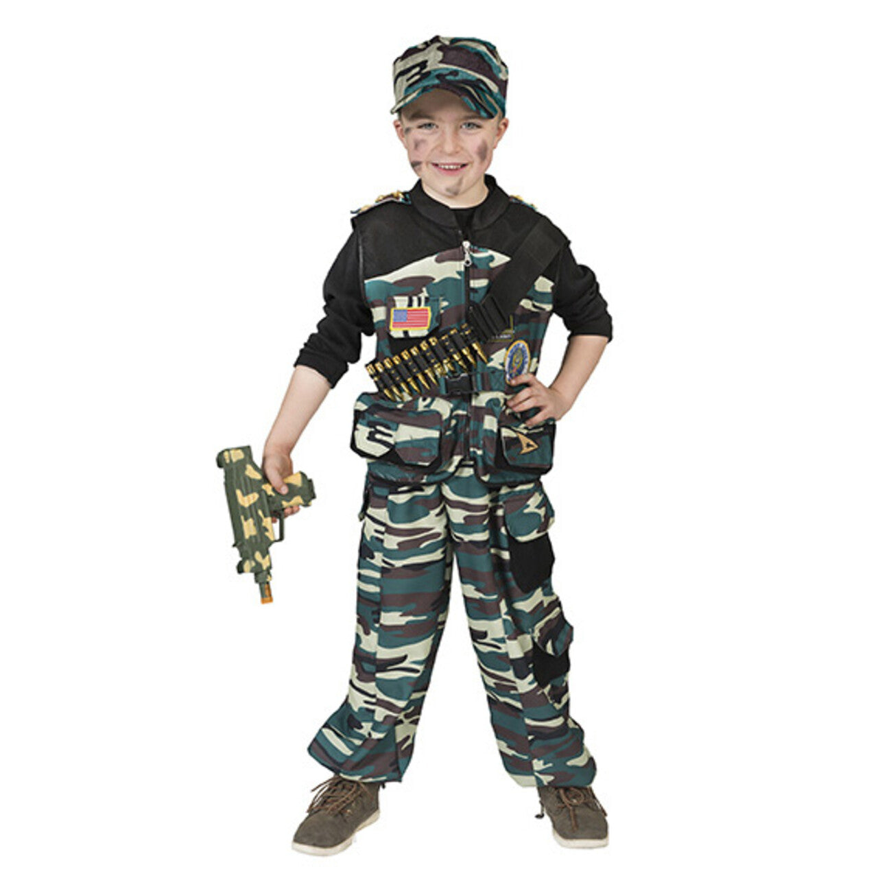 Op deze afbeelding zie je een Kostuums, van het merk Funny Fashion. Machtige Marco Midden-Oosten Commando Jongen Kostuum