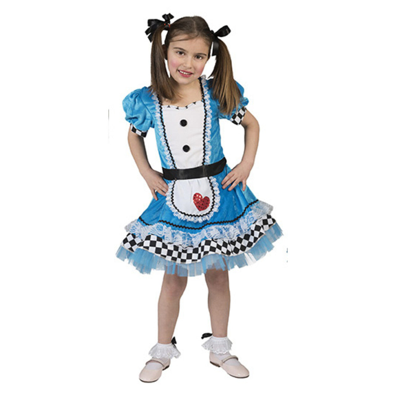 Op deze afbeelding zie je een Kostuums, van het merk Funny Fashion. Wonderbaarlijke Alice In Wonderland Meisje Kostuum