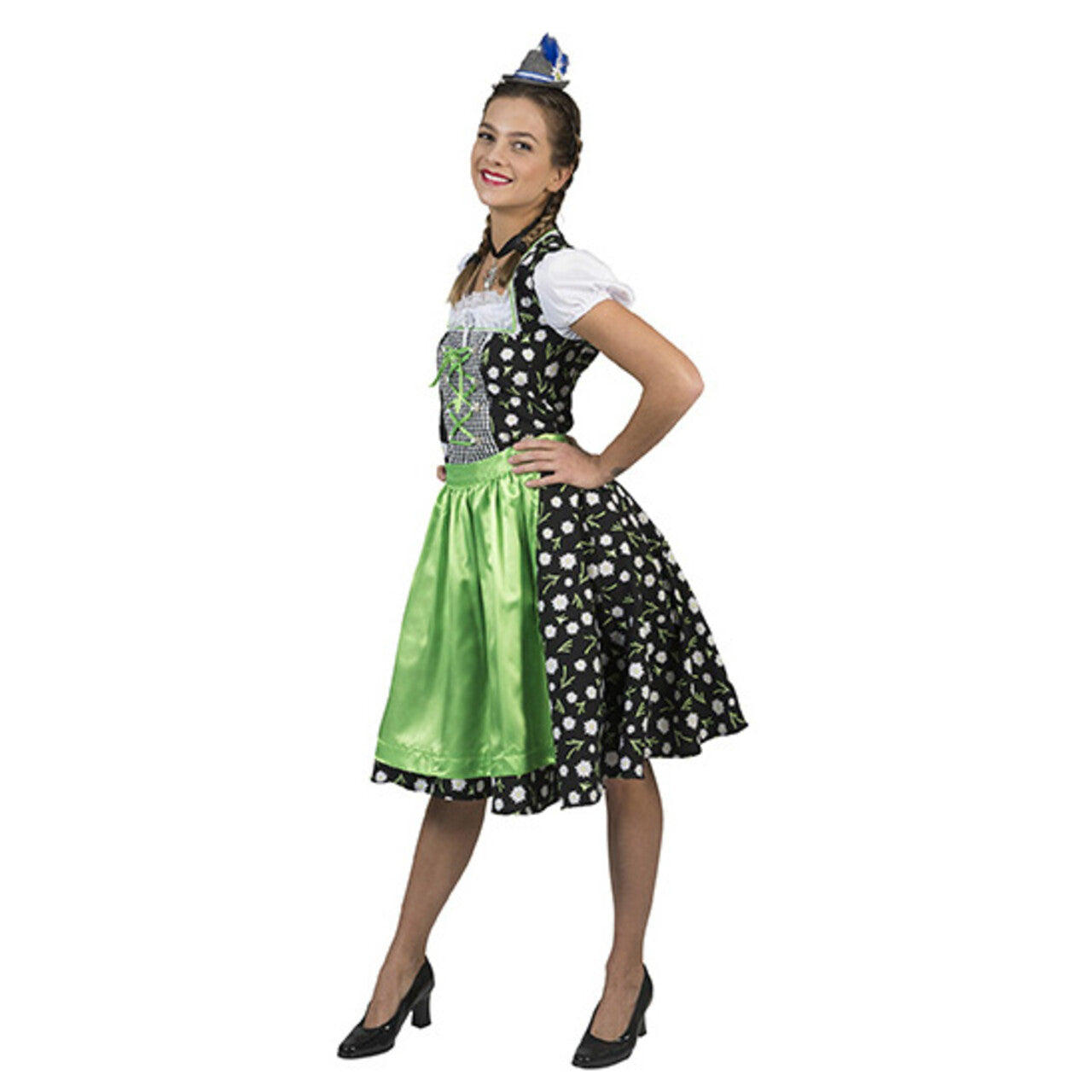 Op deze afbeelding zie je een Kostuums, van het merk Funny Fashion. Alpenweide Tirol Edelweiss Vrouw Kostuum