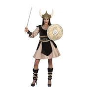 Op deze afbeelding zie je een Kostuums, van het merk Funny Fashion. Bruine Viking Zonder Vrees Dagmar Leifdottir Vrouw Kostuum