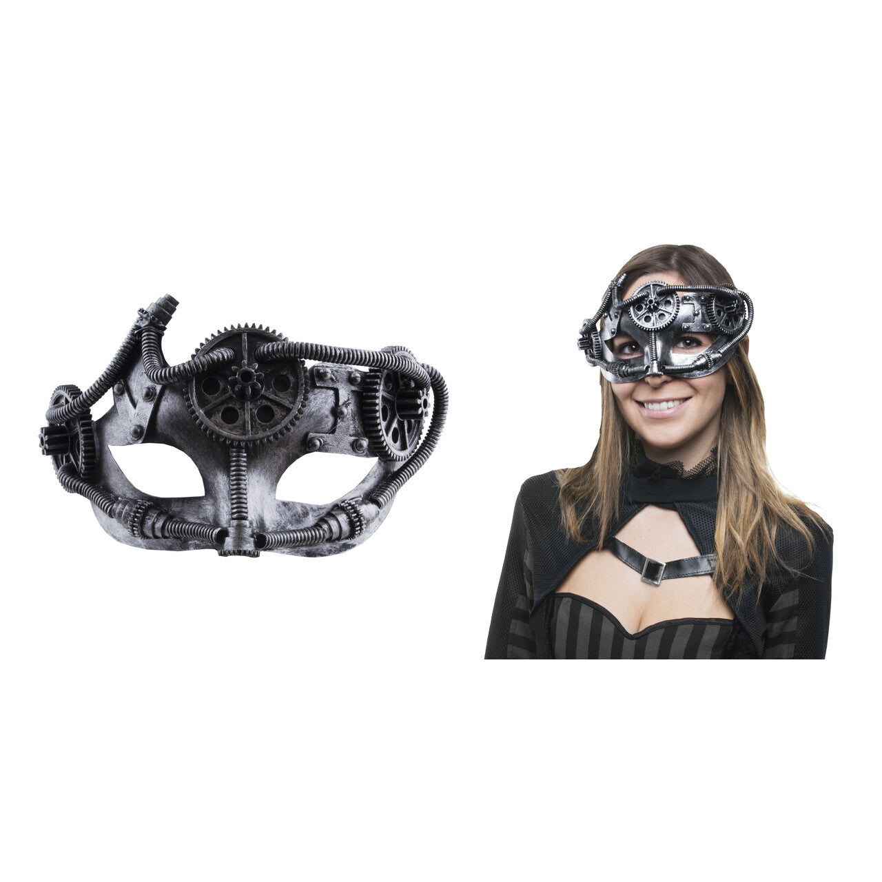 Op deze afbeelding zie je een Accessoires, van het merk Funny Fashion. Steampunk Masker Met Tandwielen