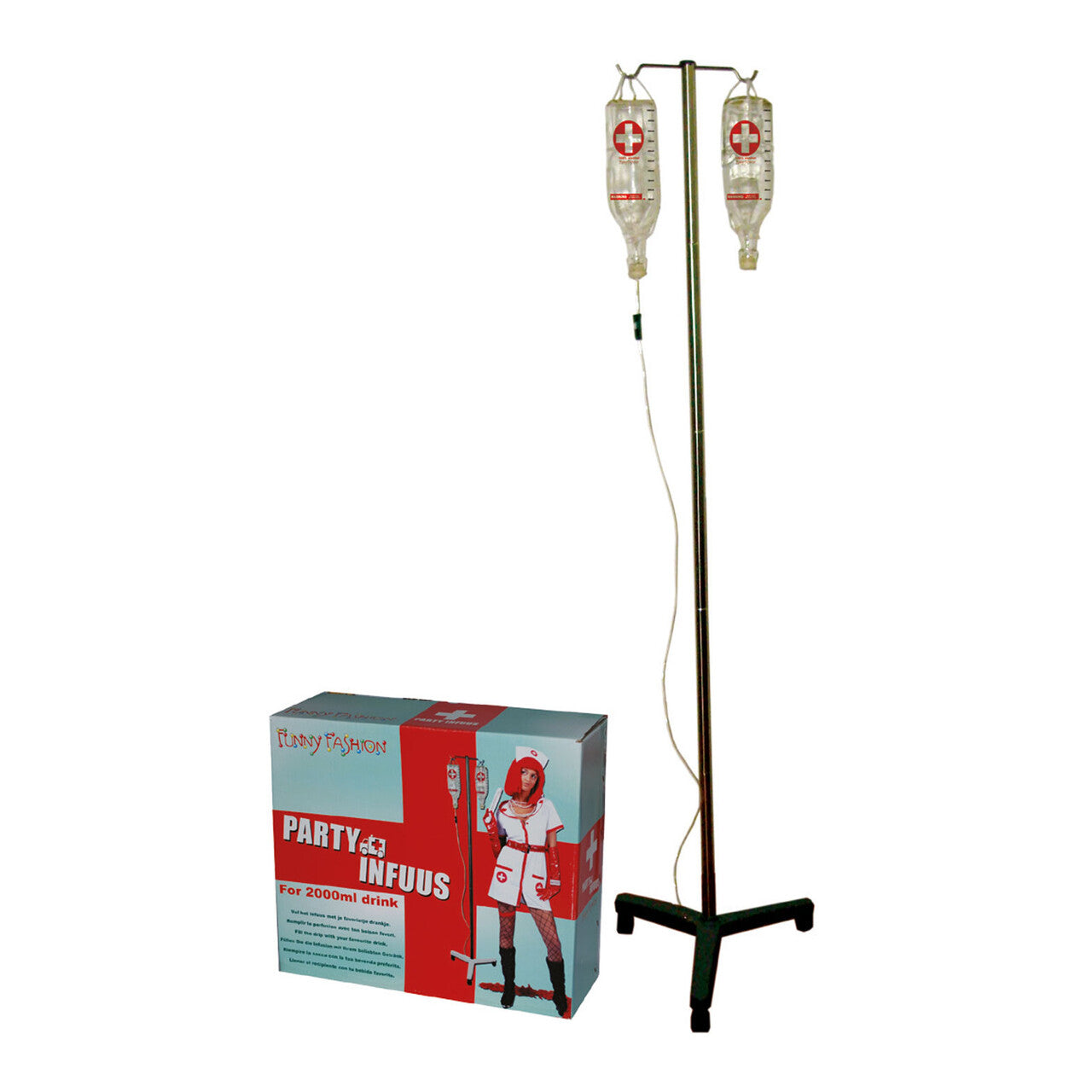 Op deze afbeelding zie je een Decoratie, van het merk Funny Fashion. Ziek Feest Infuus Set