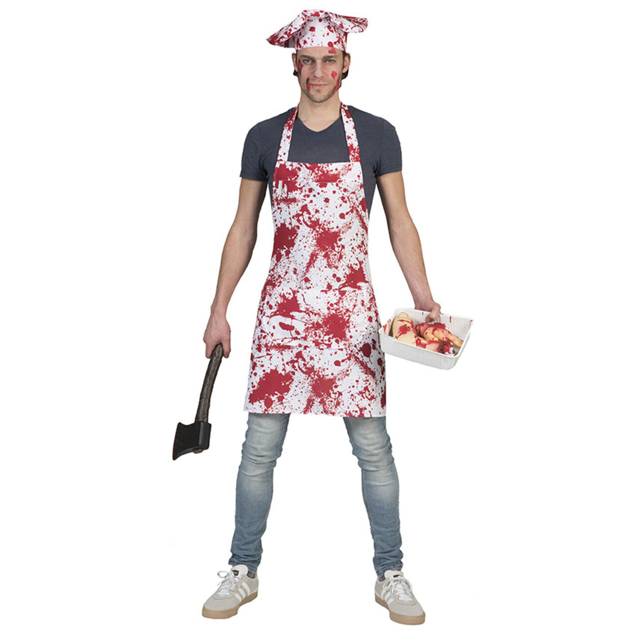 Op deze afbeelding zie je een Kostuums, van het merk Funny Fashion. Harry Hakgraag De Slagerszoon Man Kostuum