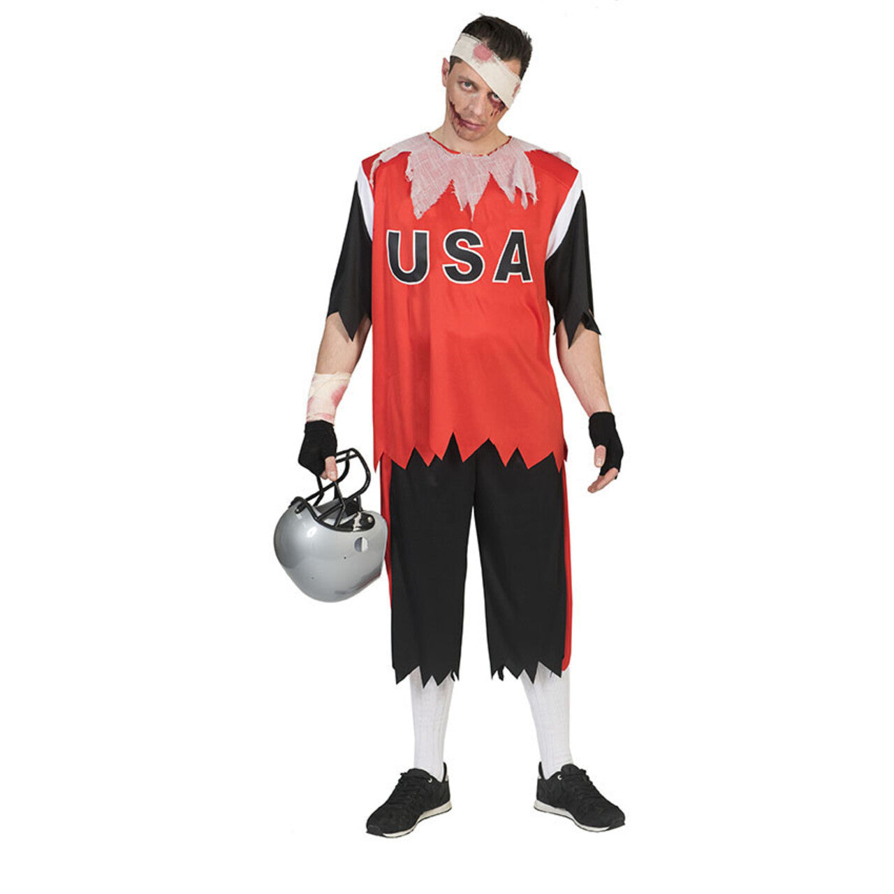 Op deze afbeelding zie je een Kostuums, van het merk Funny Fashion. Dodelijk Trage American Football Zombie Man Kostuum