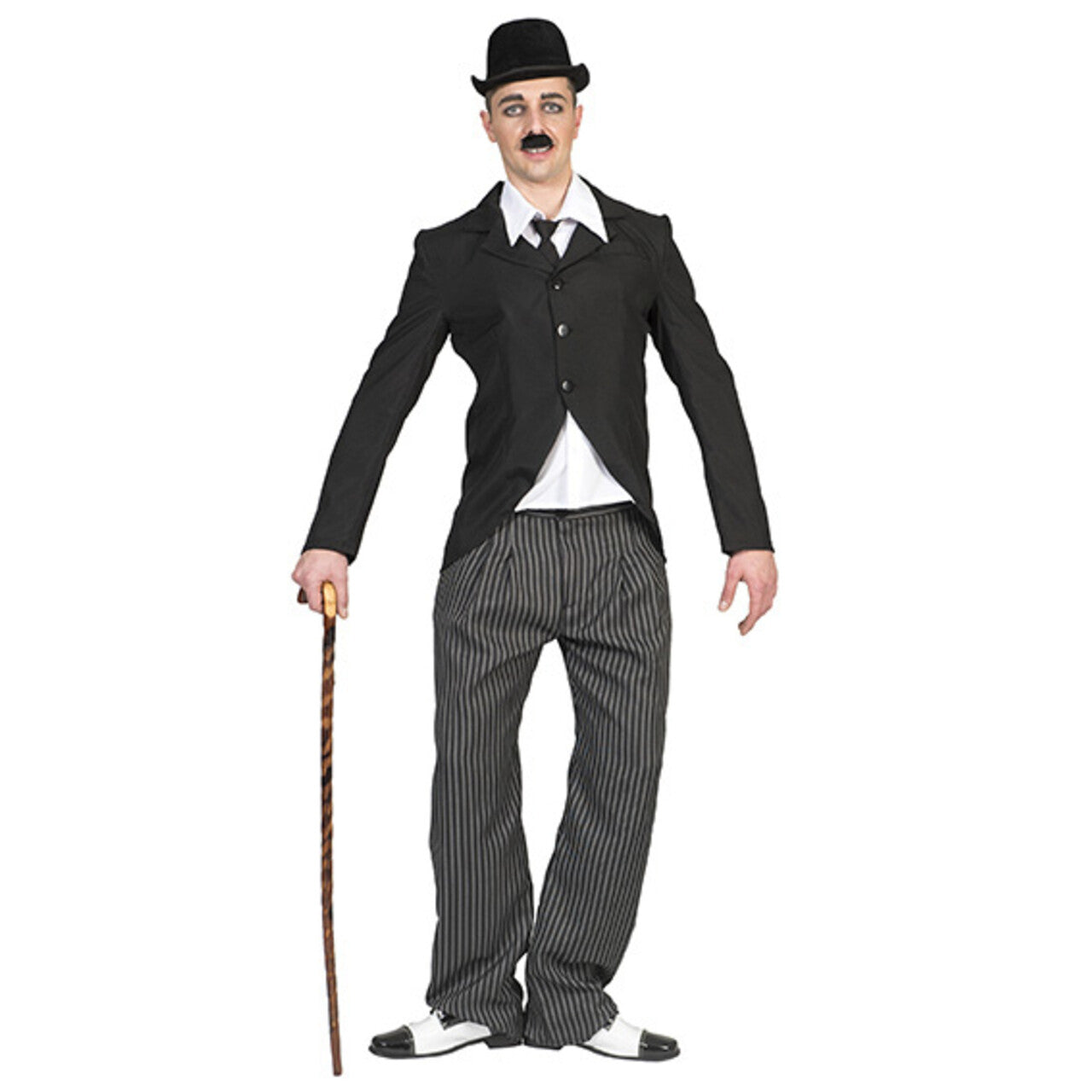 Op deze afbeelding zie je een Kostuums, van het merk Funny Fashion. Komiek Van Het Witte Doek Charlie Chaplin Man Kostuum