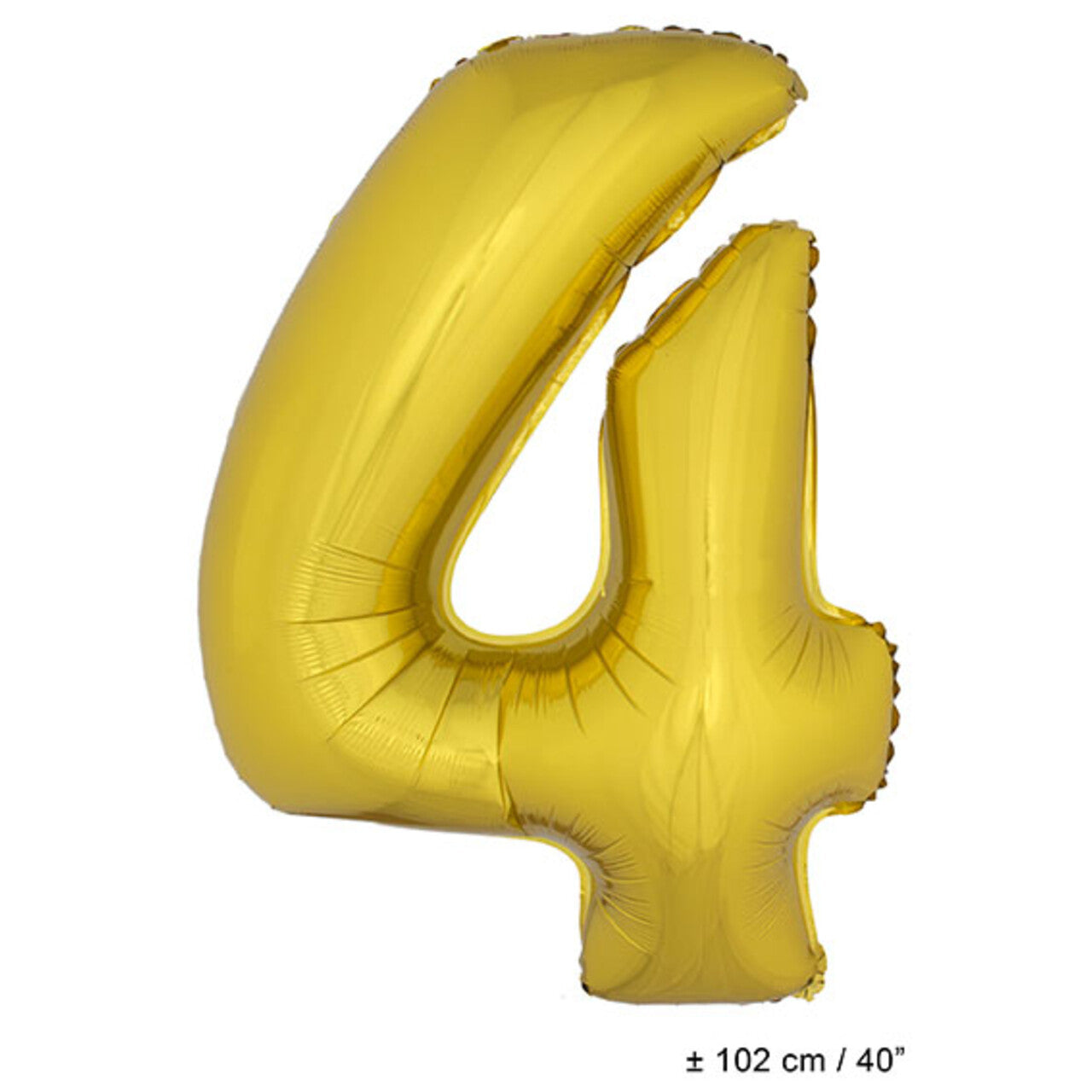 Op deze afbeelding zie je een Decoratie, van het merk Funny Fashion. Folie Cijfer Ballon Nummer 4 Goud XL 102cm (Leeg)