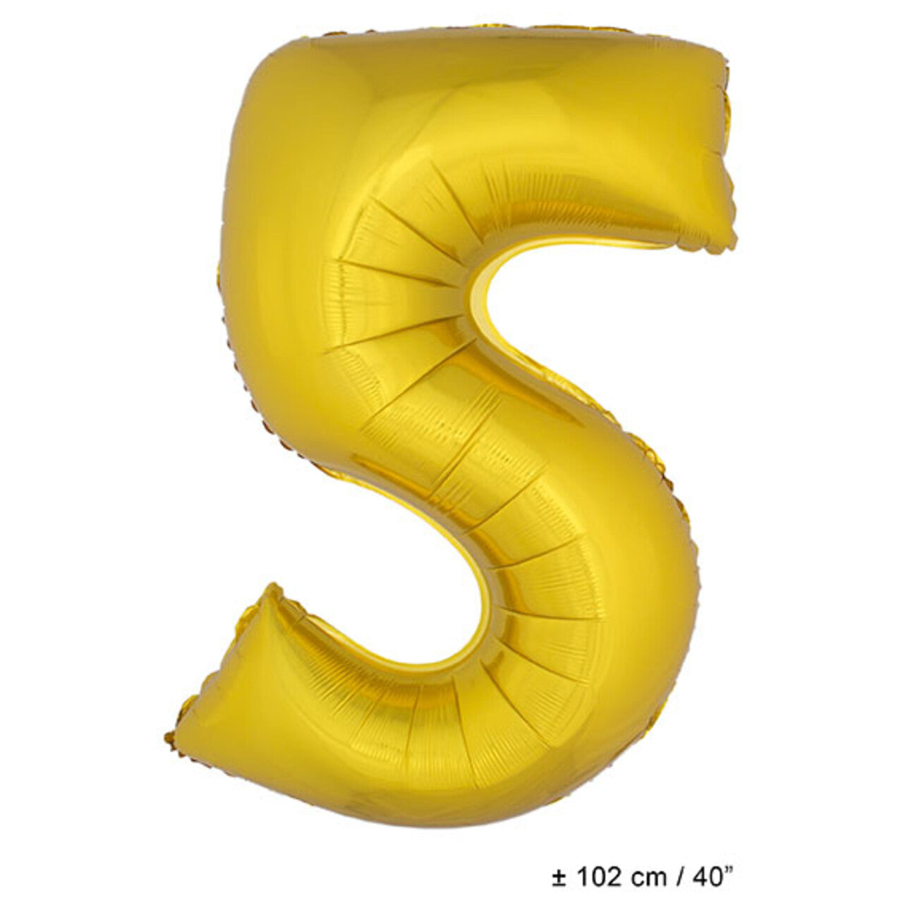Op deze afbeelding zie je een Decoratie, van het merk Funny Fashion. Folie Cijfer Ballon Nummer 5 Goud XL 102cm (Leeg)