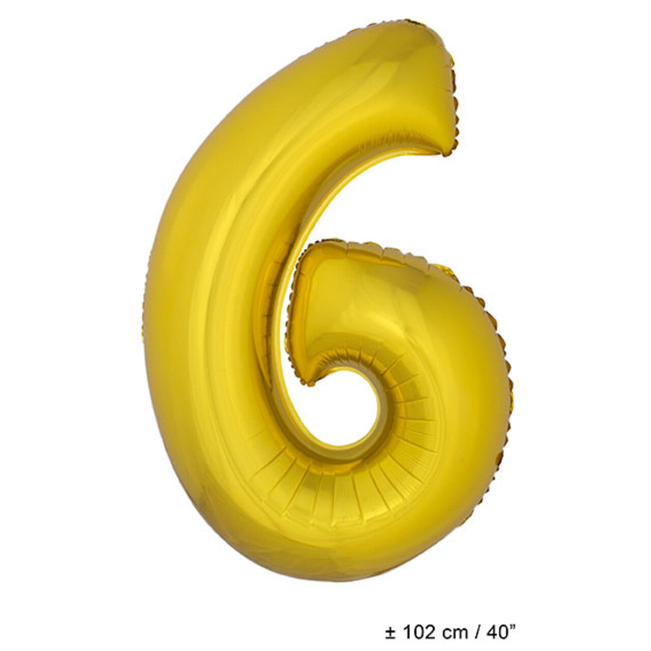 Op deze afbeelding zie je een Decoratie, van het merk Funny Fashion. Folie Cijfer Ballon Nummer 6 Goud XL 102cm (Leeg)