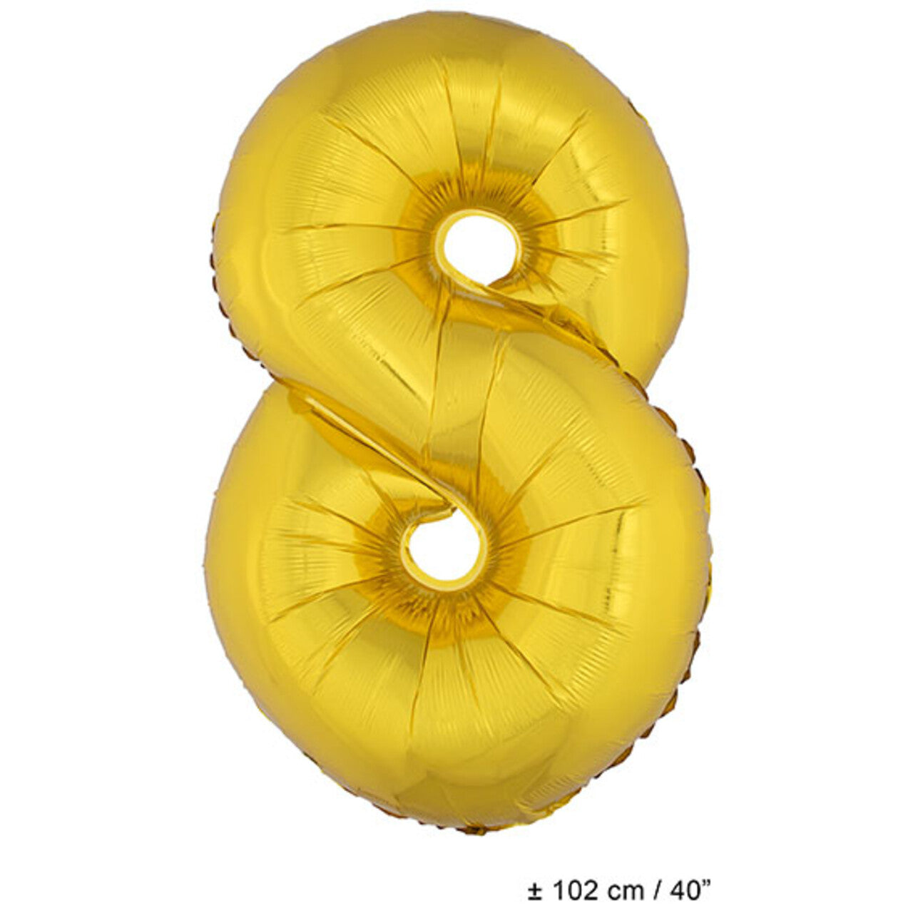 Op deze afbeelding zie je een Decoratie, van het merk Funny Fashion. Folie Cijfer Ballon Nummer 8 Goud XL 102cm (Leeg)