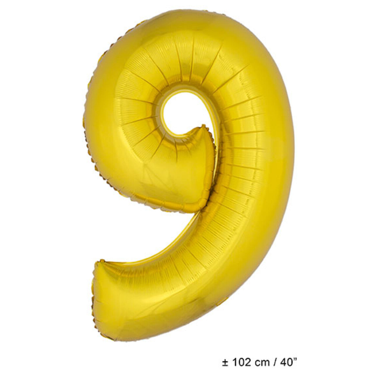 Op deze afbeelding zie je een Decoratie, van het merk Funny Fashion. Folie Cijfer Ballon Nummer 9 Goud XL 102cm (Leeg)