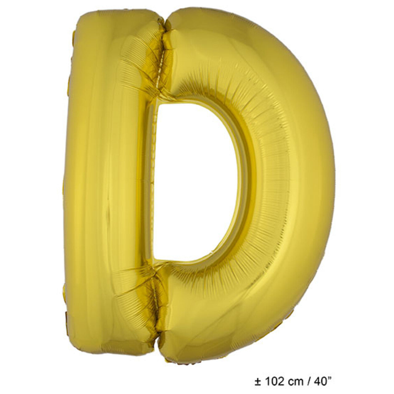 Op deze afbeelding zie je een Decoratie, van het merk Funny Fashion. Folie Ballon Letter D Goud XL 102cm (Leeg)