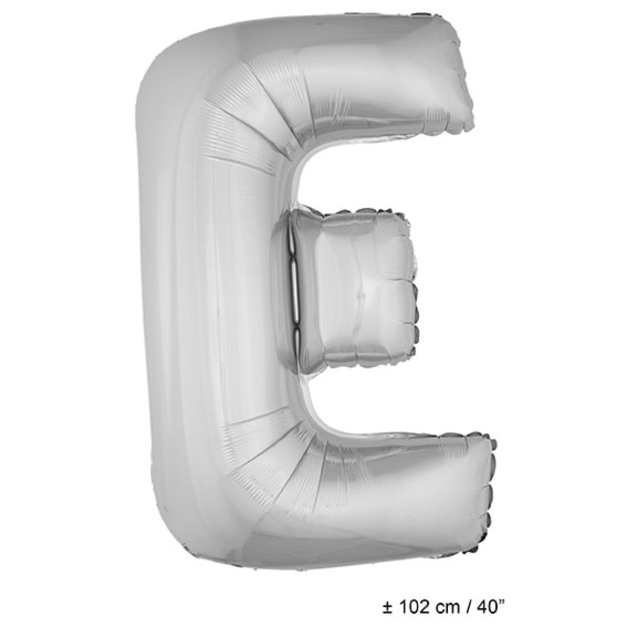 Op deze afbeelding zie je een Decoratie, van het merk Funny Fashion. Folie Ballon Letter E Zilver XL 102cm (Leeg)