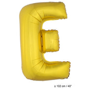 Op deze afbeelding zie je een Decoratie, van het merk Funny Fashion. Folie Ballon Letter E Goud XL 102cm (Leeg)