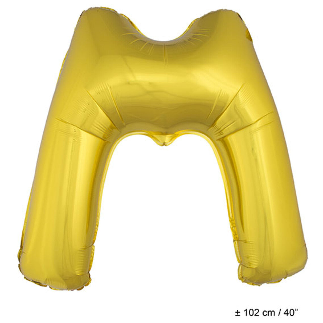 Op deze afbeelding zie je een Decoratie, van het merk Funny Fashion. Folie Ballon Letter M Goud XL 102cm (Leeg)