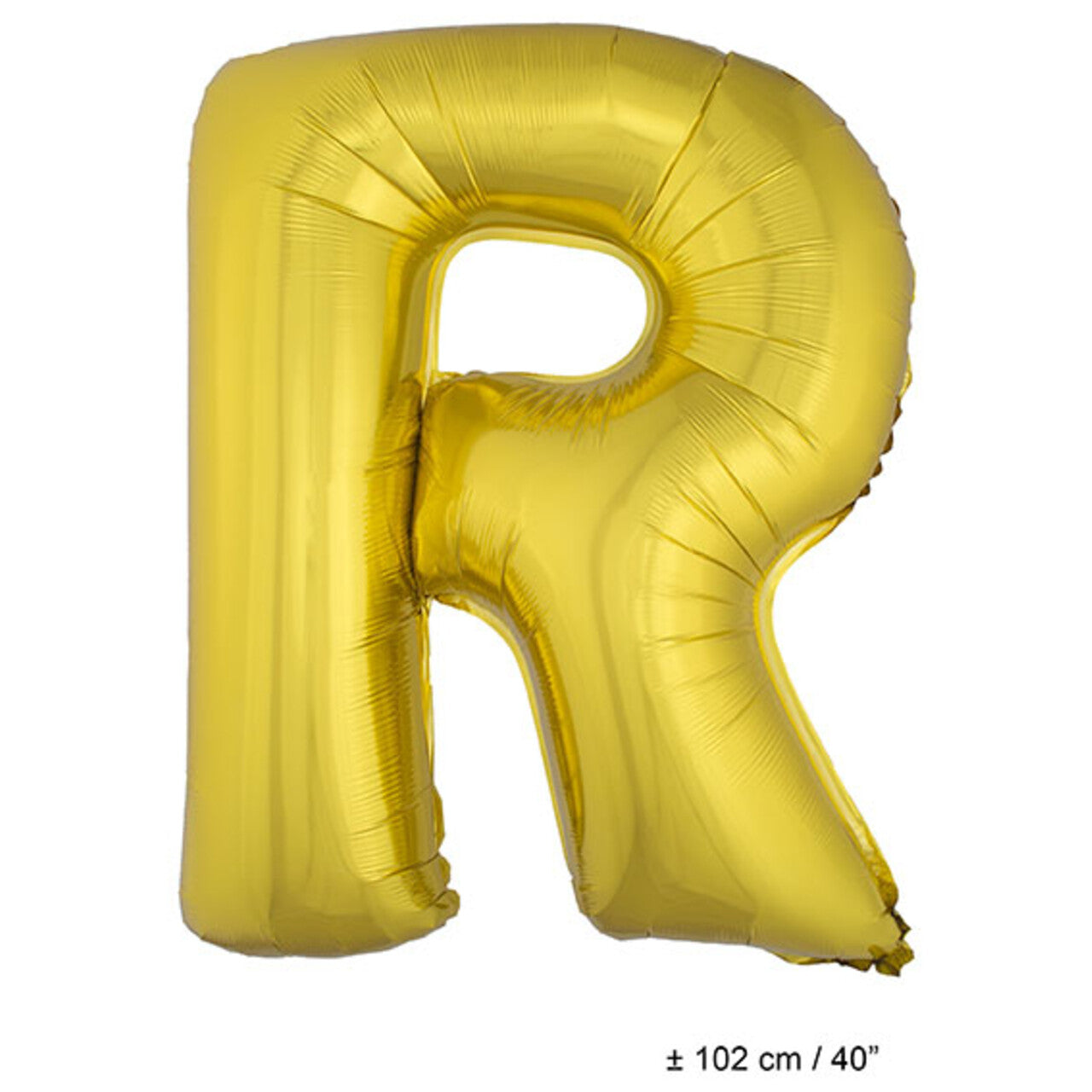 Op deze afbeelding zie je een Decoratie, van het merk Funny Fashion. Folie Ballon Letter R Goud XL 102cm (Leeg)