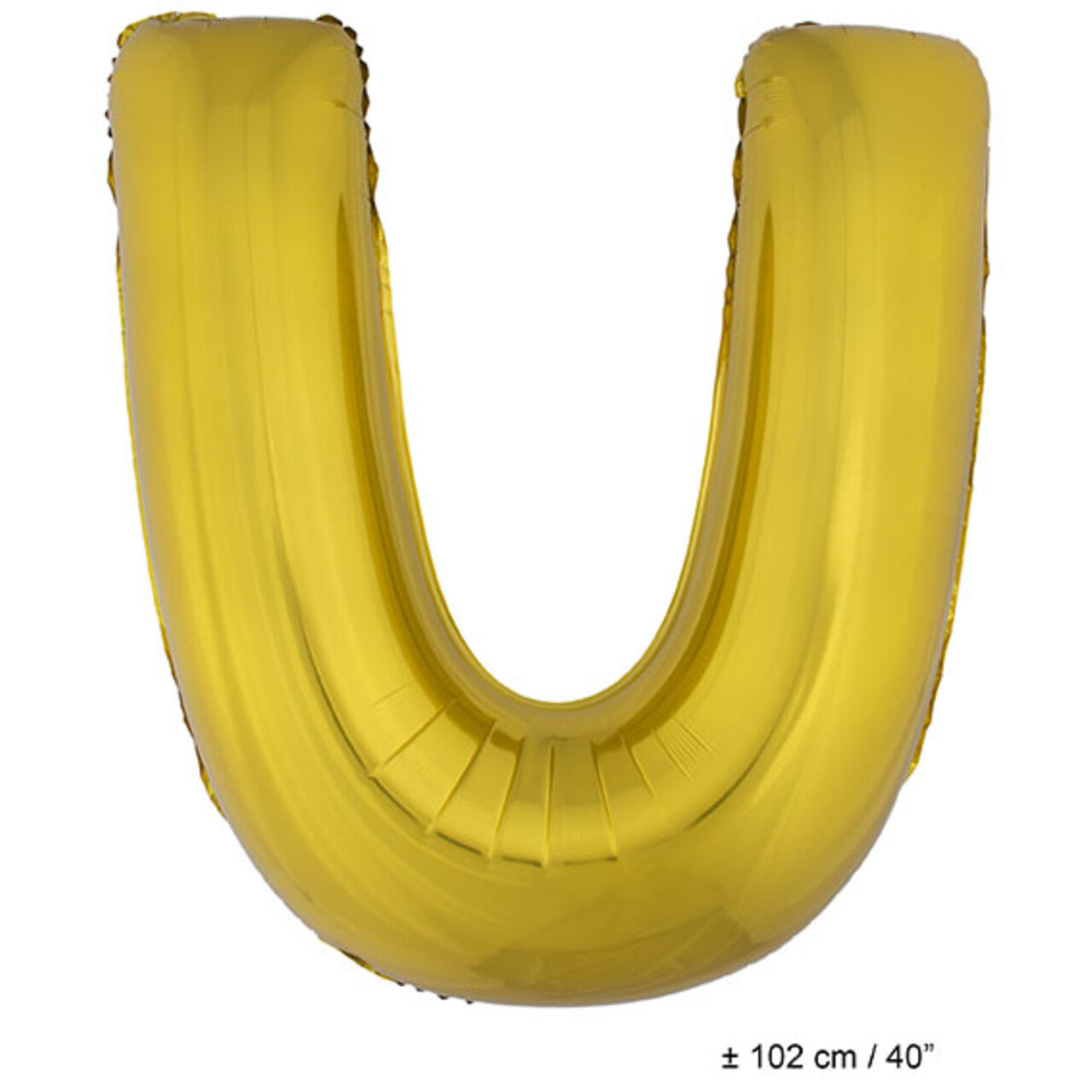 Op deze afbeelding zie je een Decoratie, van het merk Funny Fashion. Folie Ballon Letter U Goud XL 102cm (Leeg)