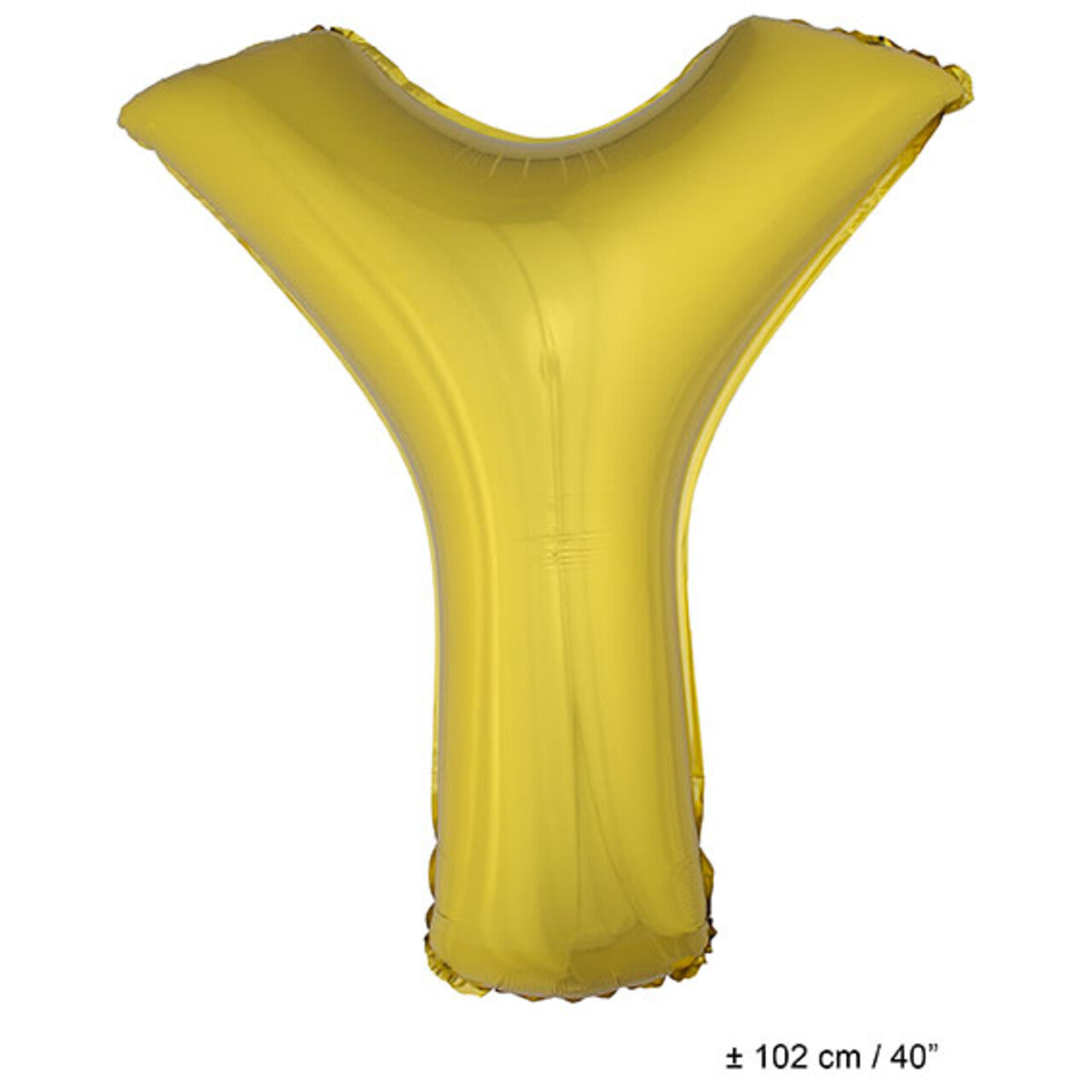 Op deze afbeelding zie je een Decoratie, van het merk Funny Fashion. Folie Ballon Letter Y Goud XL 102cm (Leeg)